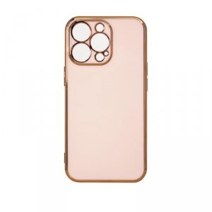 Lighting Color Case etui do iPhone 12 żelowy pokrowiec ze złotą ramką różowy