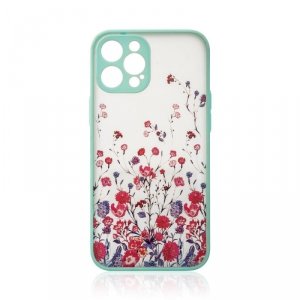 Design Case etui do iPhone 12 Pro pokrowiec w kwiaty jasnozielony