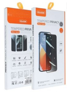 Szkło Hartowane 6D Pro Veason Privacy Glass Prywatyzujące - do Iphone 16 Pro Max  czarny