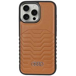 Audi Synthetic Leather MagSafe iPhone 14 Pro 6.1 brązowy/brown hardcase AU-TPUPCMIP14P-GT/D3-BN