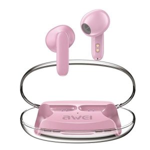 AWEI słuchawki Bluetooth 5.3 T85 ENC TWS + stacja dokująca różowy/pink