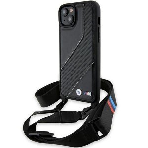 BMW BMHCP15M23PSCCK iPhone 15 Plus / 14 Plus 6.7 czarny/black hardcase M Edition Carbon Stripe & Strap