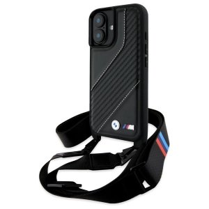 BMW BMHCP16M23PSCCK iPhone 16 Plus 6.7  czarny/black hardcase M Edition Carbon Stripe & Strap