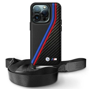 BMW BMHCP16X23PSVTK iPhone 16 Pro Max    6.9 czarny/black hardcase M Edition Carbon Tricolor Lines & Strap
