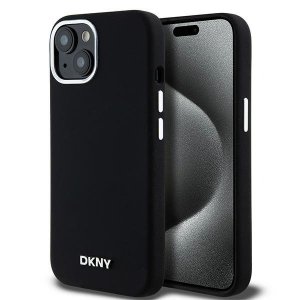 DKNY DKHMP15MSMCHLK iPhone 15 Plus / 14 Plus 6.7 czarny/black hardcase Liquid Silicone Small Metal Logo MagSafe