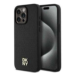 DKNY DKHMP15XPSHRPSK iPhone 15 Pro Max6.7 czarny/black hardcase Leather Monogram Pattern Metal Logo MagSafe