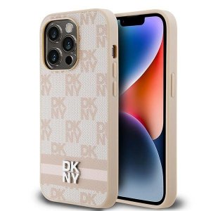 DKNY DKHCP14LPCPTSSP iPhone 14 Pro6.1 różowy/pink hardcase Leather Checkered Mono Pattern & Printed Stripes