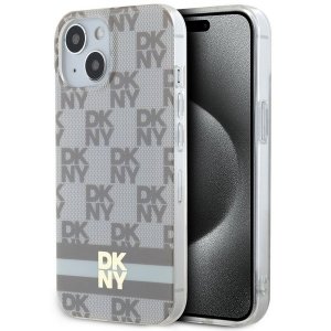 DKNY DKHMP14SHCPTSE iPhone 14 / 15 / 136.1 beżowy/beige hardcase IML Checkered Mono Pattern & Printed Stripes MagSafe