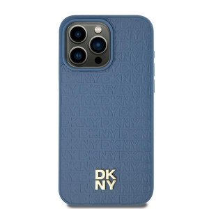 DKNY DKHMP15SPSHRPSB iPhone 15 / 14 / 136.1 niebieski/blue hardcase Leather Pattern Metal Logo MagSafe
