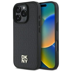 DKNY DKHMP16LPSHRPSK iPhone 16 Pro 6.3  hardcase czarny/black Repeat Pattern Stack Logo MagSafe