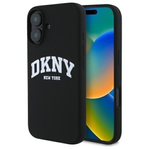 DKNY DKHMP16SSNYACH iPhone 16 6.1       czarny/black hardcase Silicone White Printed Logo MagSafe