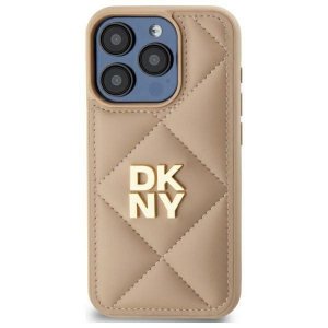 DKNY DKHCP14LPQDSLE iPhone 14 Pro 6.1   beżowy/beige Quilted Stack Logo