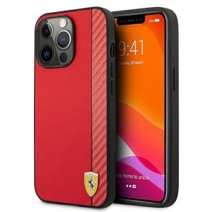Ferrari FESAXHCP13XRE iPhone 13 Pro Max6,7 czerwony/red hardcase On Track Carbon Stripe