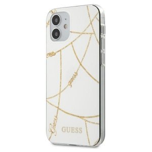 Guess GUHCP12SPCUCHWH iPhone 12 mini 5,4 biały/white hardcase Gold Chain Collection