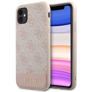 Guess GUHCN61G4GLPI iPhone 11 / Xr 6,1różowy/pink hard case 4G Stripe Collection