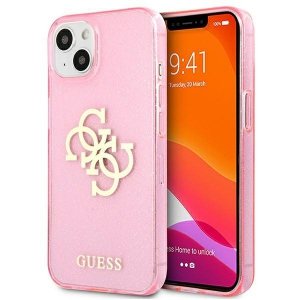 Guess GUHCP13SPCUGL4GPI iPhone 13 mini 5,4 różowy/pink hard case Glitter 4G Big Logo