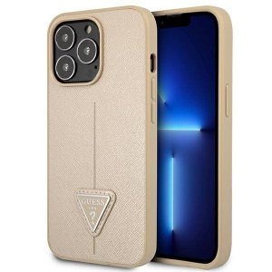 Guess GUHCP13LPSATLE iPhone 13 Pro / 13 6,1 beżowy/beige hardcase SaffianoTriangle Logo