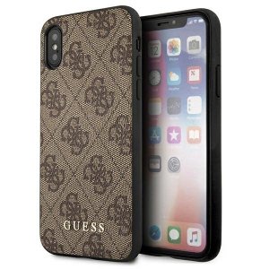Guess GUHCPXG4GFBR iPhone X/Xs brązowy/brown hard case 4G Metal Gold Logo