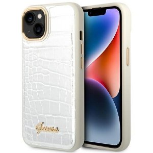 Guess GUHCP14SHGCRHS iPhone 14 / 15 / 13 6.1 srebrny/silver hardcase Croco Collection