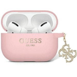Guess GUAP2LECG4P AirPods Pro 2 cover różowy/pink Liquid Silicone Glitter Triangle Charm