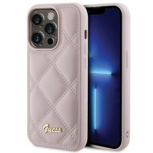 Guess GUHCP15LPSQSQSP iPhone 15 Pro 6.1 różowy/pink hardcase Quilted Metal Logo