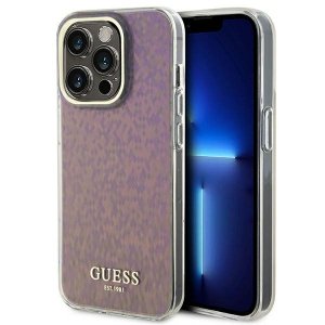 Guess GUHCP15LHDECMP iPhone 15 Pro 6.1 różowy/pink hardcase IML Faceted Mirror Disco Iridescent