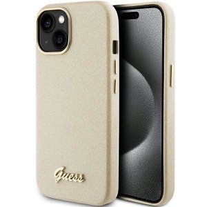 Guess GUHCP15SPGMCSD iPhone 15 / 14 / 13 6.1 złoty/light gold hardcase Glitter Glossy Script