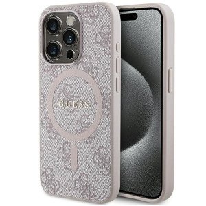 Guess GUHMP14XG4GFRP iPhone 14 Pro Max 6.7 różowy/pink hardcase 4G Collection Leather Metal Logo MagSafe