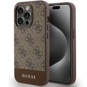 Guess GUHCP15LG4GLBR iPhone 15 Pro 6.1 brązowy/brown hardcase 4G Stripe Collection