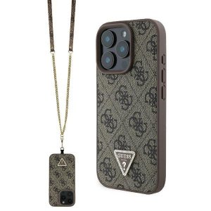 Guess GUHCP16XP4TDSCPW iPhone 16 Pro Max6.9 brązowy/brown hardcase Leather Metal Logo Strass Crossbody