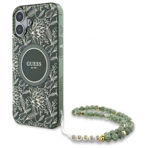 Guess GUHMP16SHCPOFPA iPhone 166.1 zielony/green hardcase IML Flowers Allover Electro With Pearl Strap MagSafe