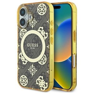 Guess GUHMP16SH4PYEEW iPhone 166.1 brązowy/brown hardcase IML Peony On 4G Background MagSafe