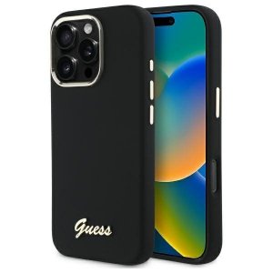 Guess GUHCP16XSMBSLK iPhone 16 Pro Max 6.9 czarny/black hardcase Silicone Script Metal Logo & Frame