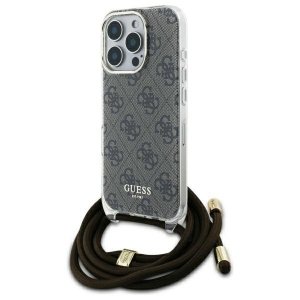 Guess GUHCP16LHC4SEW iPhone 16 Pro 6.3  brązowy/brown hardcase Crossbody Cord 4G Print