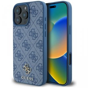 Etui Guess HC PU 4G Small 4G and Classic do iPhone 16 Pro MagSafe niebieski