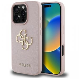 Etui Guess Grained Big 4G Logo Small Classic Logo do iPhone 16 Pro różowy
