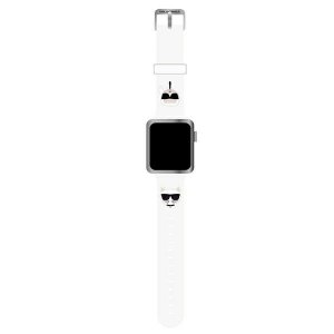 Karl Lagerfeld Pasek KLAWMSLCKW Apple Watch 38/40/41mm biały/white strap Silicone Karl & Choupette Heads
