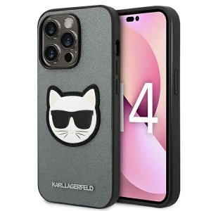 Karl Lagerfeld KLHCP14LSAPCHG iPhone 14 Pro 6,1 hardcase srebrny/silver Saffiano Choupette Head Patch