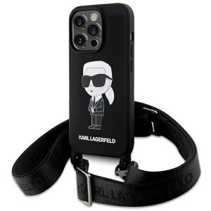 Karl Lagerfeld KLHCP15LSCBSKNK iPhone 15 Pro 6.1 hardcase czarny/black Crossbody Silicone Ikonik