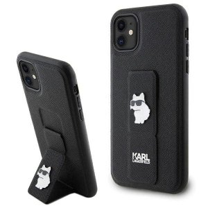 Karl Lagerfeld KLHCN61GSACHPK iPhone 11 / Xr 6.1 czarny/black hardcase Gripstand Saffiano Choupette Pins