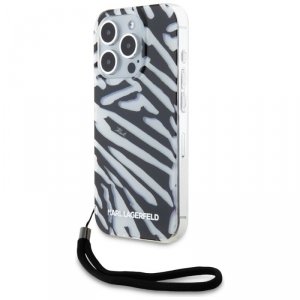 Karl Lagerfeld KLHCP15LHZBPKCCK iPhone 15 Pro 6.1 czarny/black hardcase IML Zebra Pattern & Cord