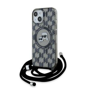Karl Lagerfeld KLHMP15SHCKCKLCK iPhone 15 / 14 / 13 6.1 czarny/black hardcase IML Crossbody Monogram Karl & Choupette Head