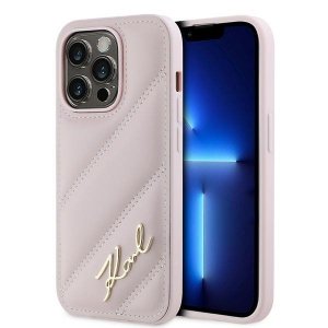 Karl Lagerfeld KLHCP14XPQDSMGP iPhone 14 Pro Max 6.7 różowy/pink hardcase Diagonal Quilted Script