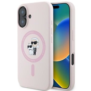 Karl Lagerfeld KLHMP16MSCMKCRHP iPhone 16 Plus 6.7 różowy/pink hardcase Silicone Karl&Choupette Ring MagSafe