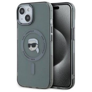 Karl Lagerfeld KLHMP15SHLSKIK iPhone 15  6.1 czarny/black hardcase IML Metal Karl Head MagSafe