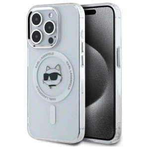 Karl Lagerfeld KLHMP15LHLSCHH iPhone 15  Pro 6.1 biały/white hardcase IML Metal Choupette Head MagSafe