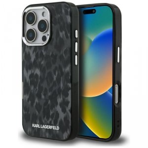 Etui Karl Lagerfeld IML Leopard Pattern  MagSafe do iPhone 16 Pro czarny