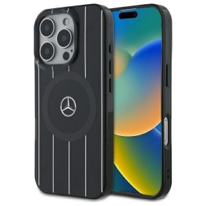Mercedes MEHMP16L23HRSK iPhone 16 Pro 6.3 czarny/black hardcase MB Double Layer Crossed Lines MagSafe