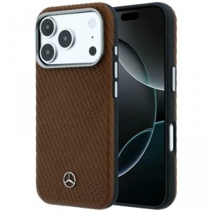 Etui Mercedes Leather Semi Wrap Wood     Effect MagSafe do iPhone 17 Pro Max camel