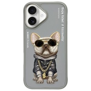 Nimmy etui iPhone 16 6.1 szary/gray     Glasses Cool Dog